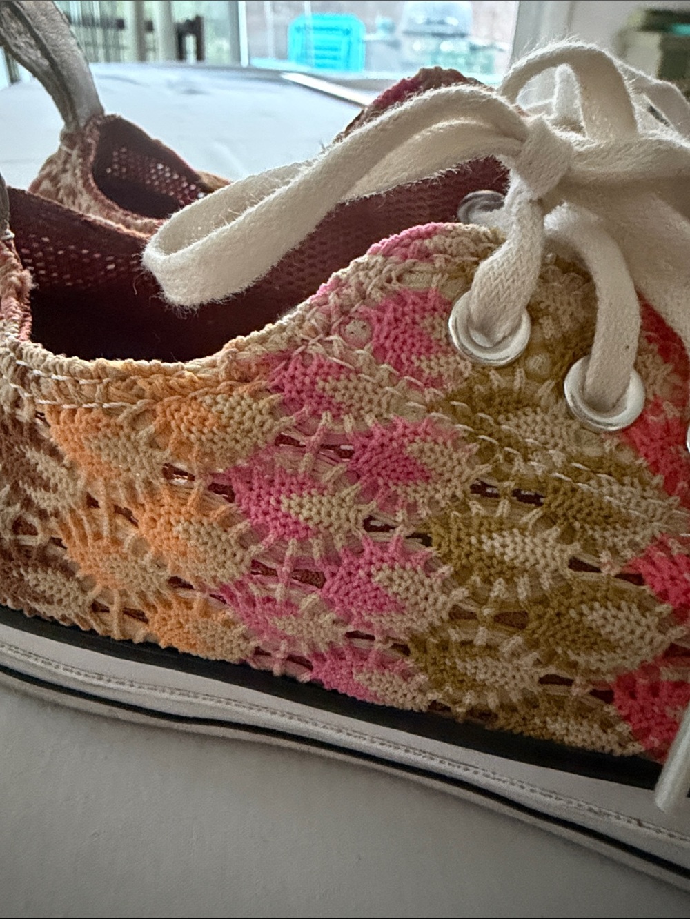 Converse Women’s Missoni Multicolor Crochet Low-Top Sneakers with Cream Laces - Picture 6 of 6